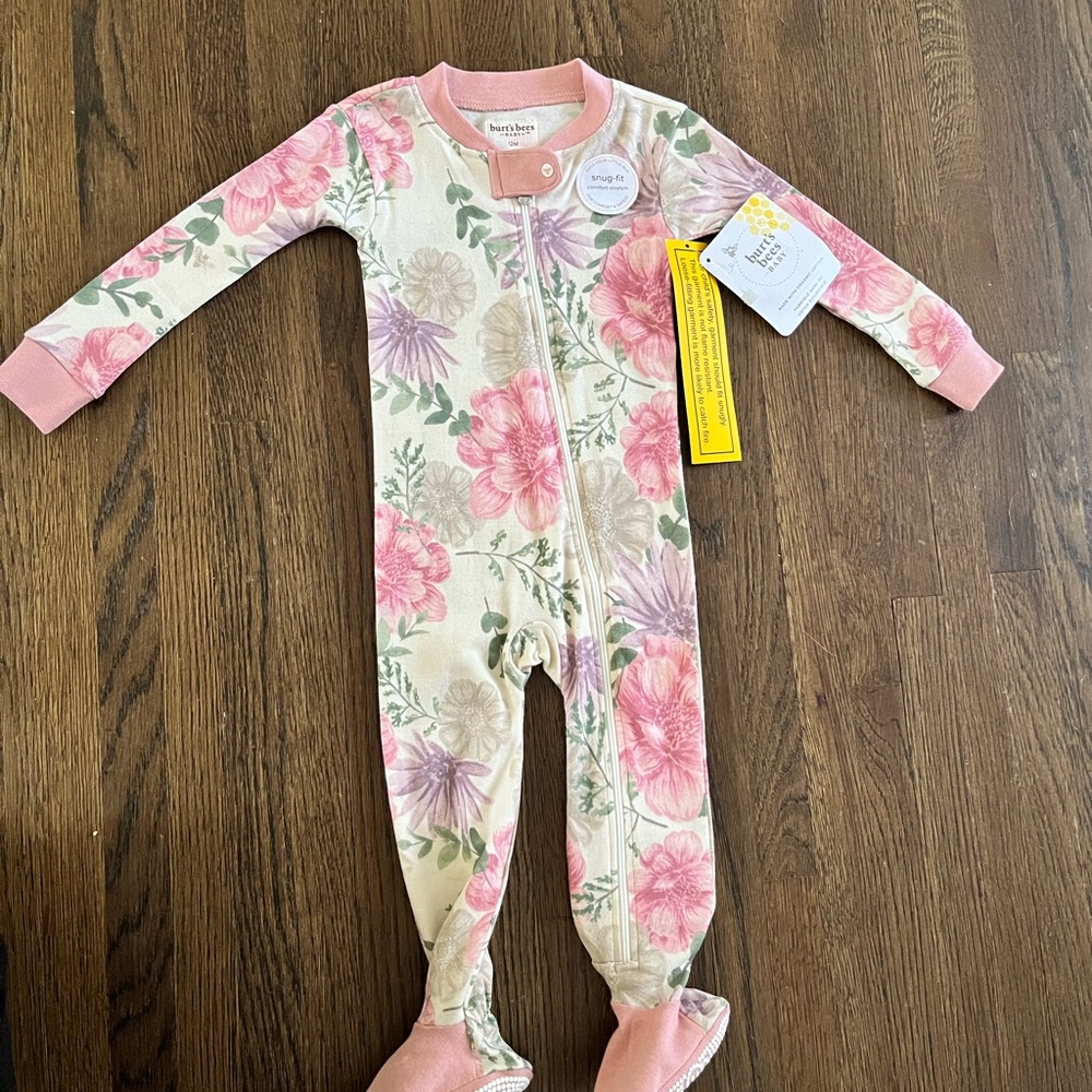 Burt's Bees Baby Pink Floral One Piece